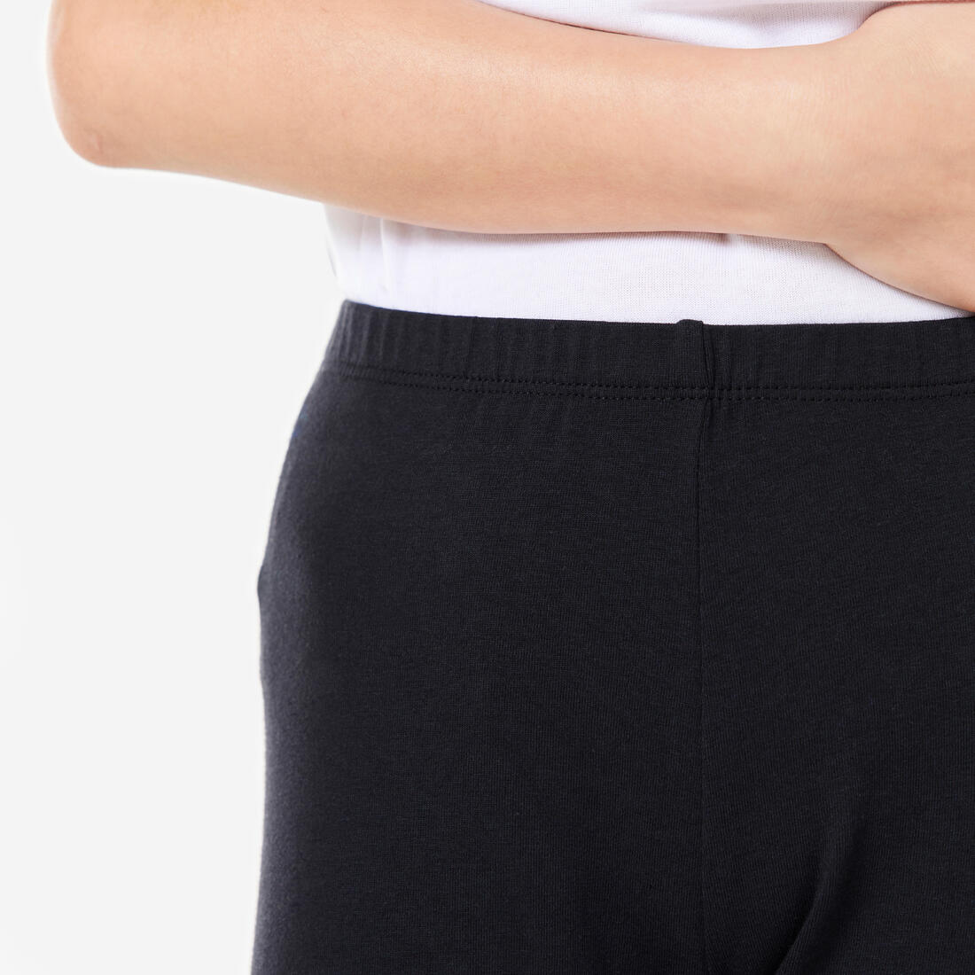 Girls' Basic Cotton Cropped Leggings - Black - Image 3