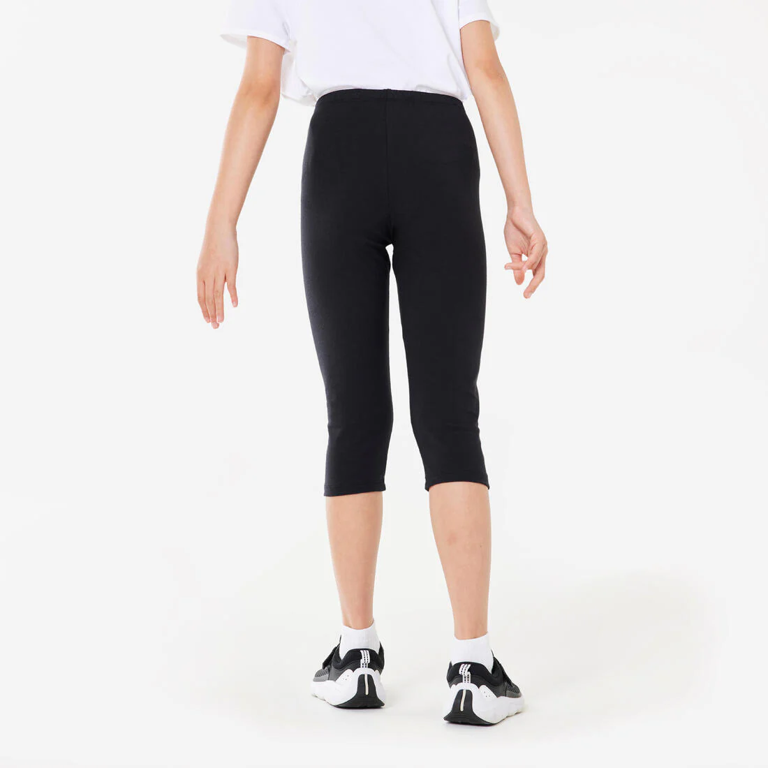 Girls' Basic Cotton Cropped Leggings - Black - Image 4