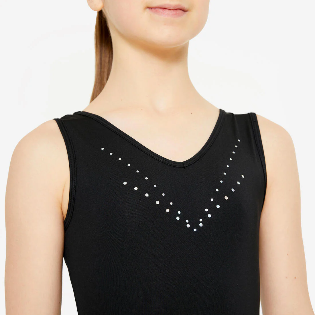 Girls' Basic Sleeveless Gym Leotard - Black - Image 3