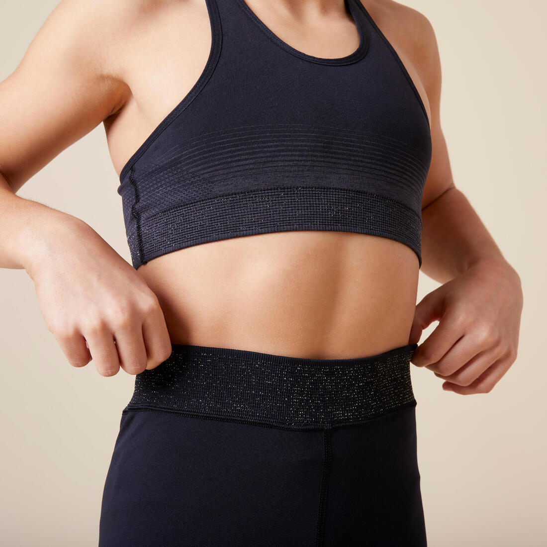Girls' Gym Sports Bra 580 - Black/Dark Grey - Image 4
