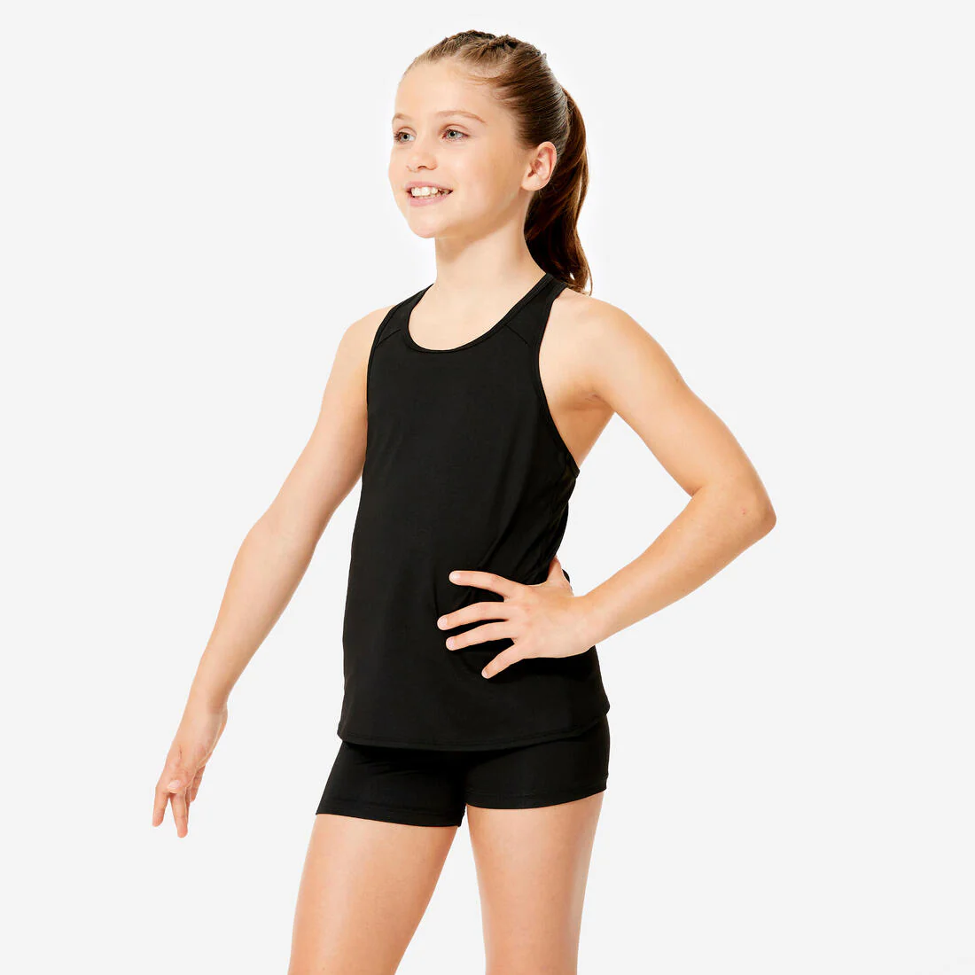 Girls' Gymnastics Racer Back Tank Top - Black