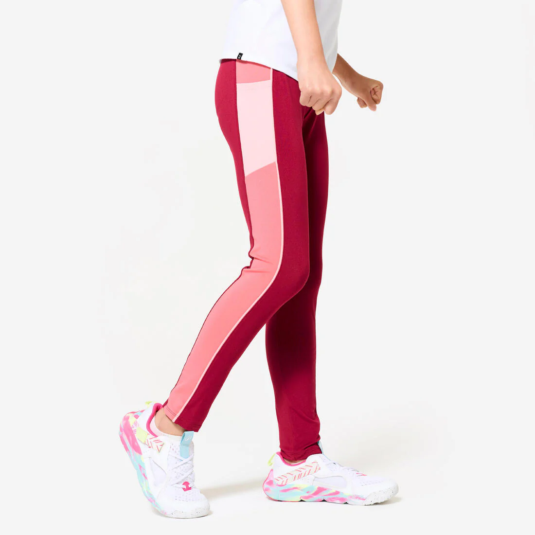 Girls' High-Waisted Pocket Leggings S500