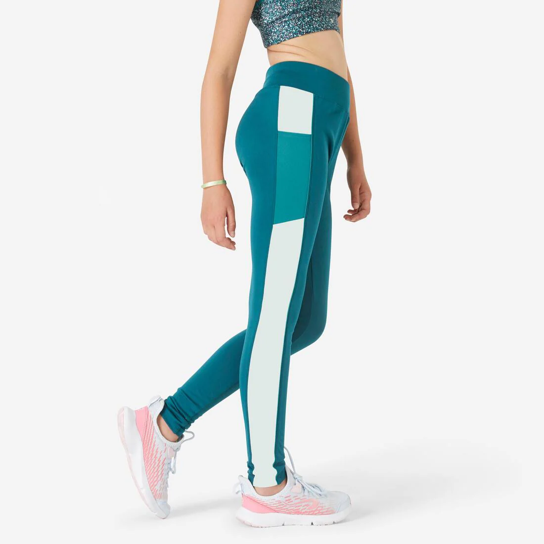Girls' High-Waisted Pocket Leggings S500 - Image 3