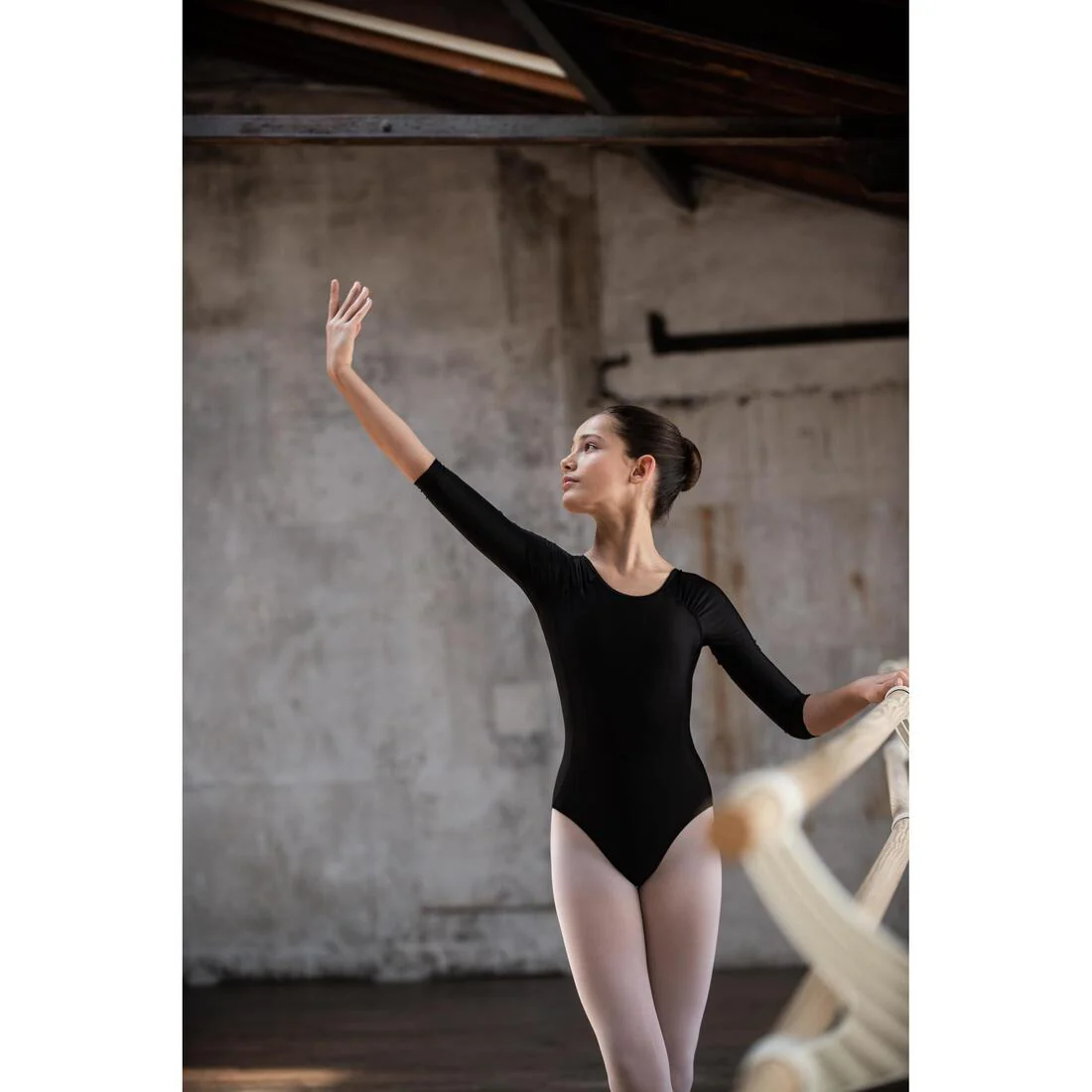 Girls' Long-Sleeved Ballet Leotard - Black - Image 8