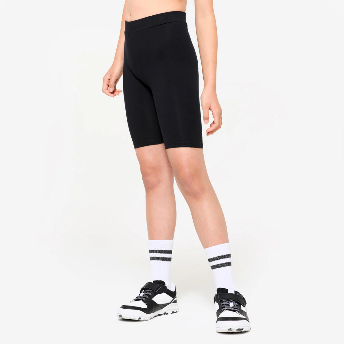 Girls' Multisport Cotton Cycling Shorts - Black