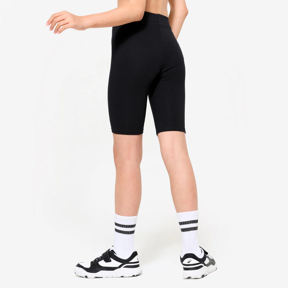 Girls' Multisport Cotton Cycling Shorts - Black - Image 4