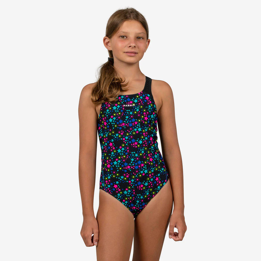Girls’ swimming 1-piece swimsuit - 500 Kamyleon