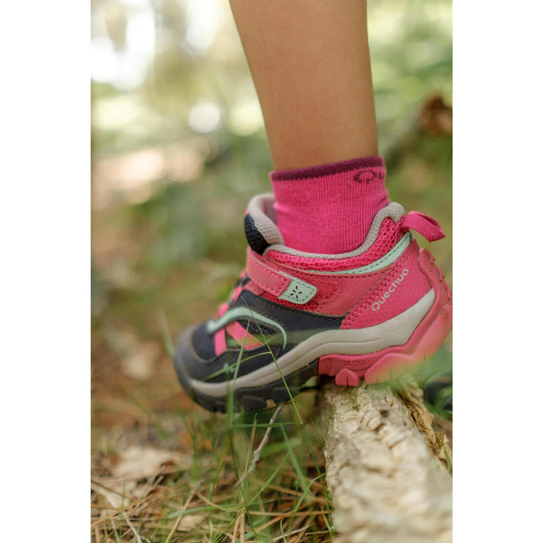 Girls' Walking Shoes with Rip-Tab - Pink/Navy - Image 7