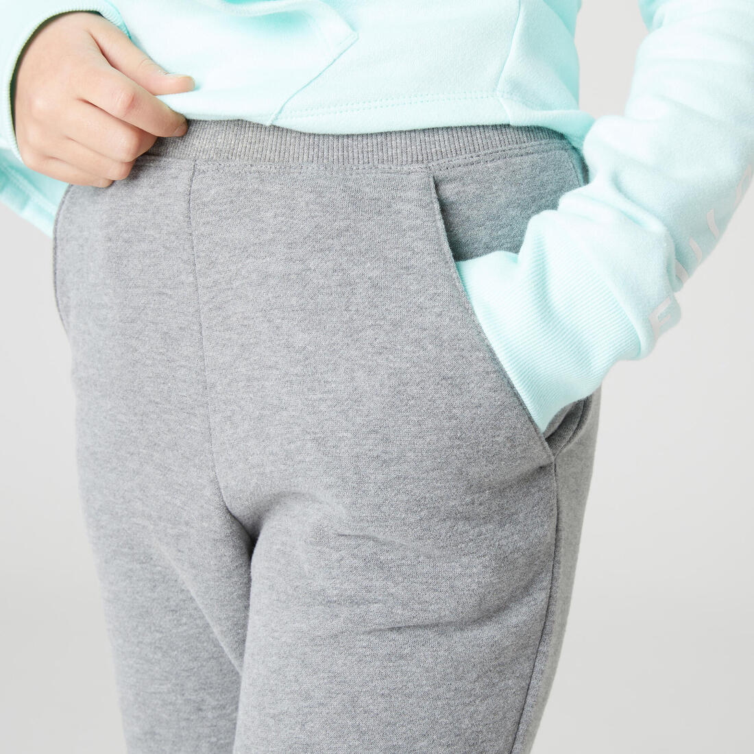 Girls' Warm Jogging Bottoms 500 - Mid Grey Marl - Image 3