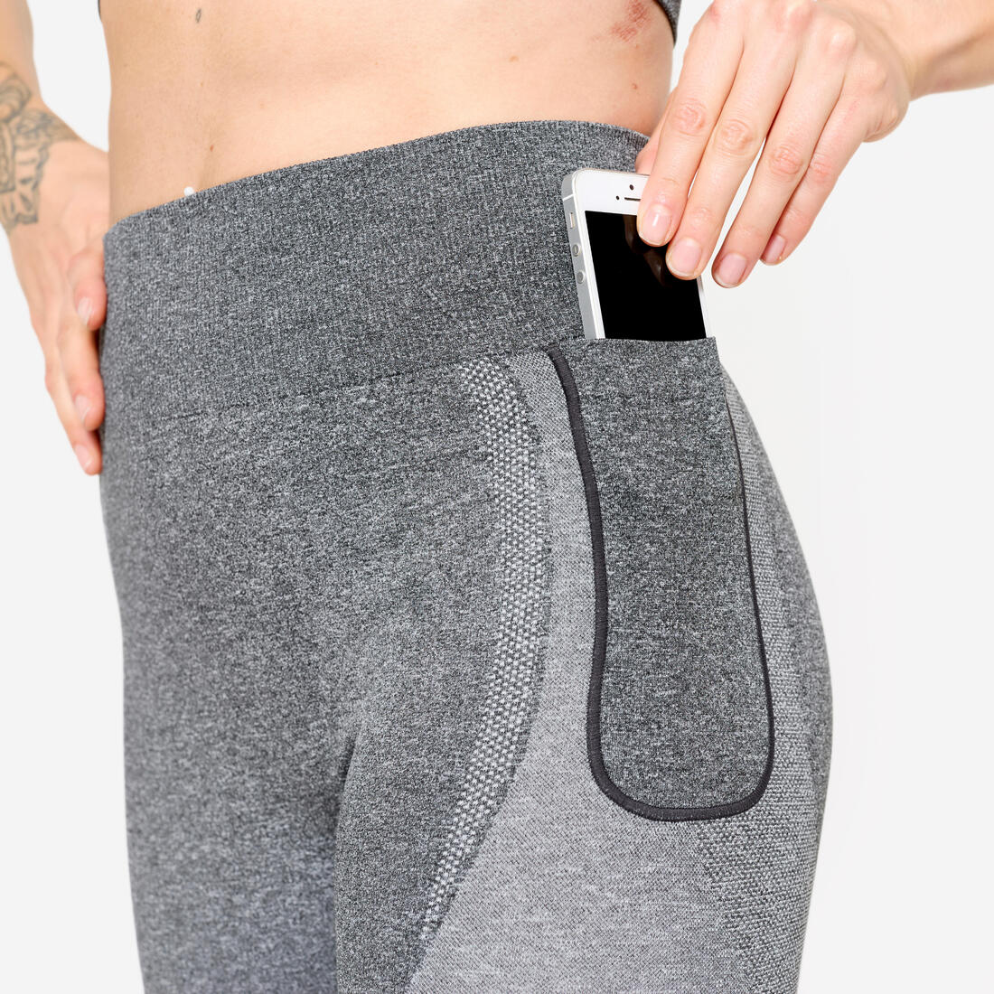 High-Waisted Seamless Fitness Leggings with Phone Pocket - Image 3