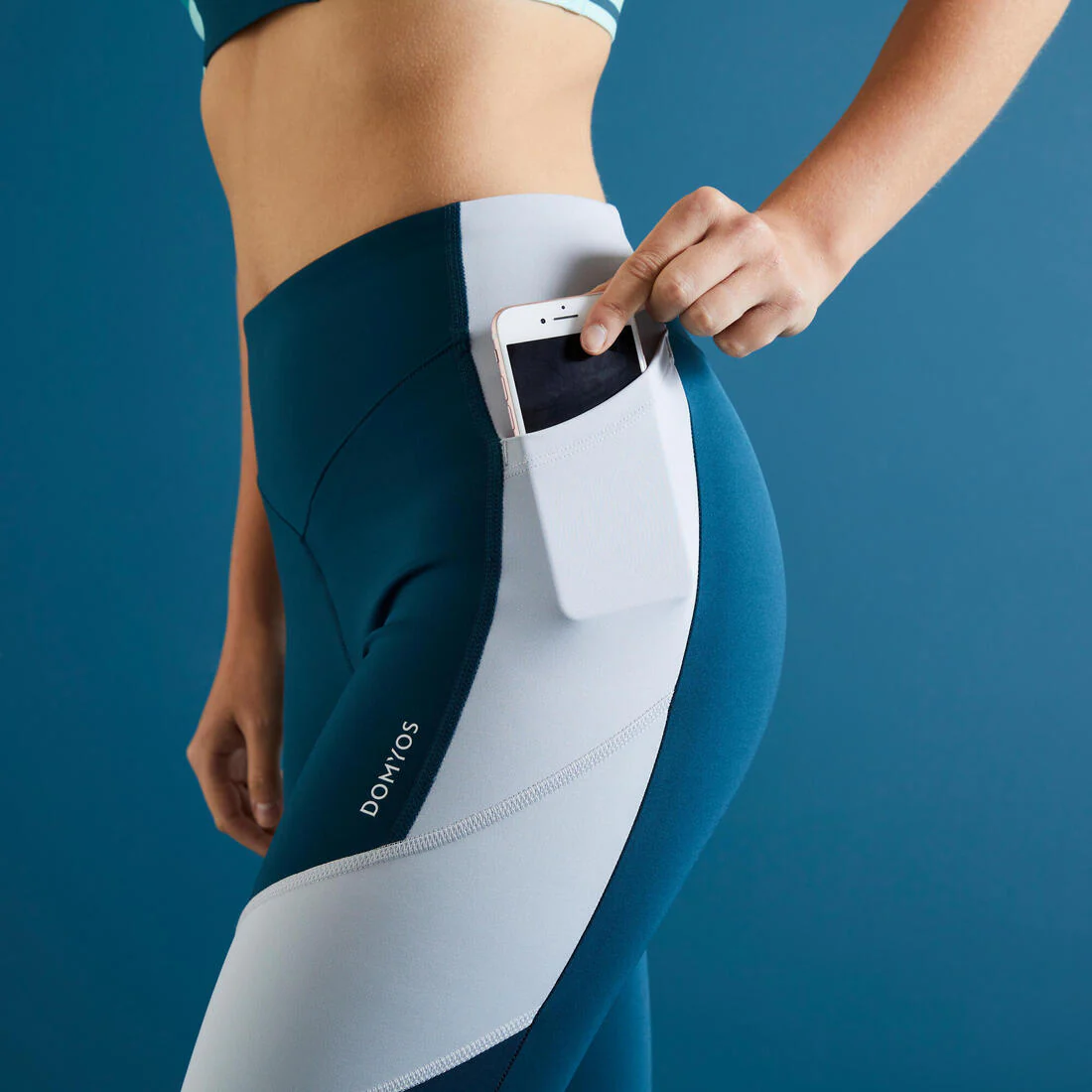 High-Waisted Shaping Fitness Leggings - Color Block - Image 4