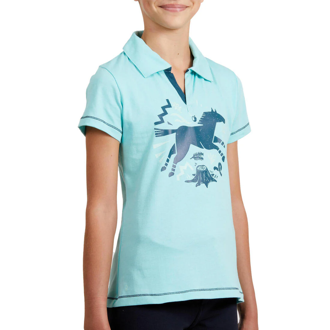 Horse Riding Short-Sleeved Polo Shirt 100 - Image 4