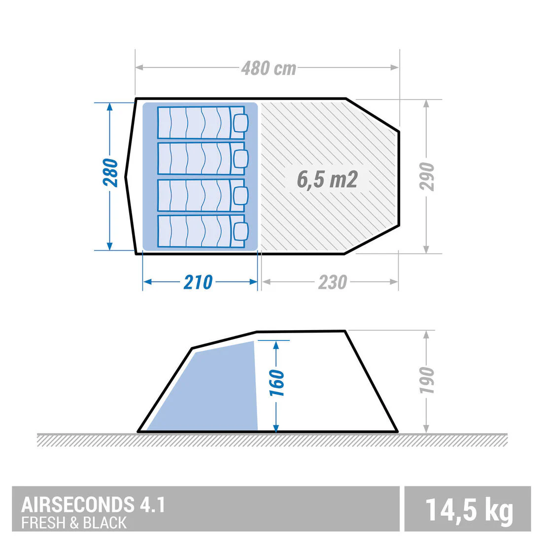 Inflatable 4-person camping tent, Air Seconds 4.1, Fresh & - Image 31