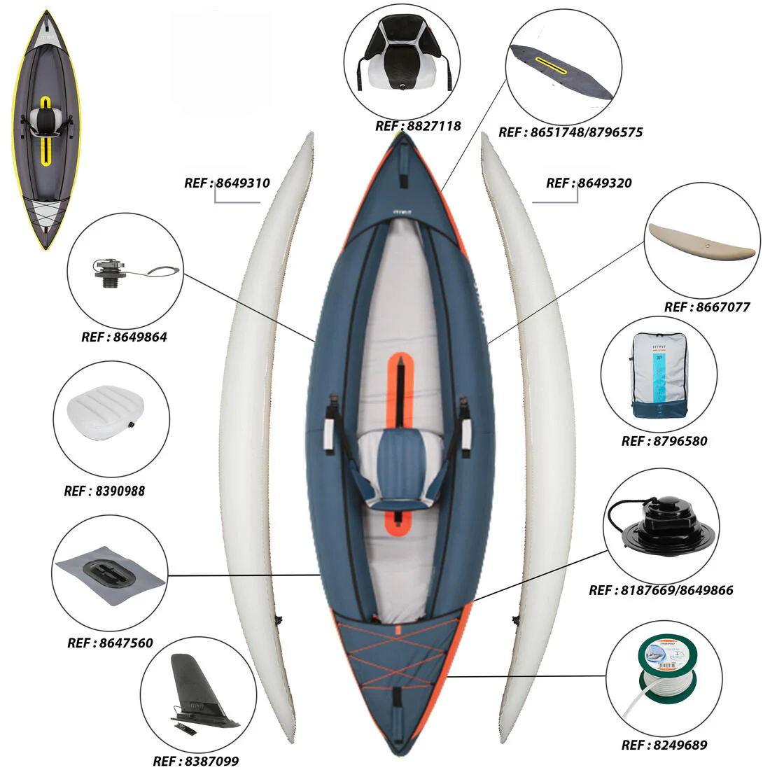 INFLATABLE TOURING KAYAK 1 PLACE YELLOW - Image 4