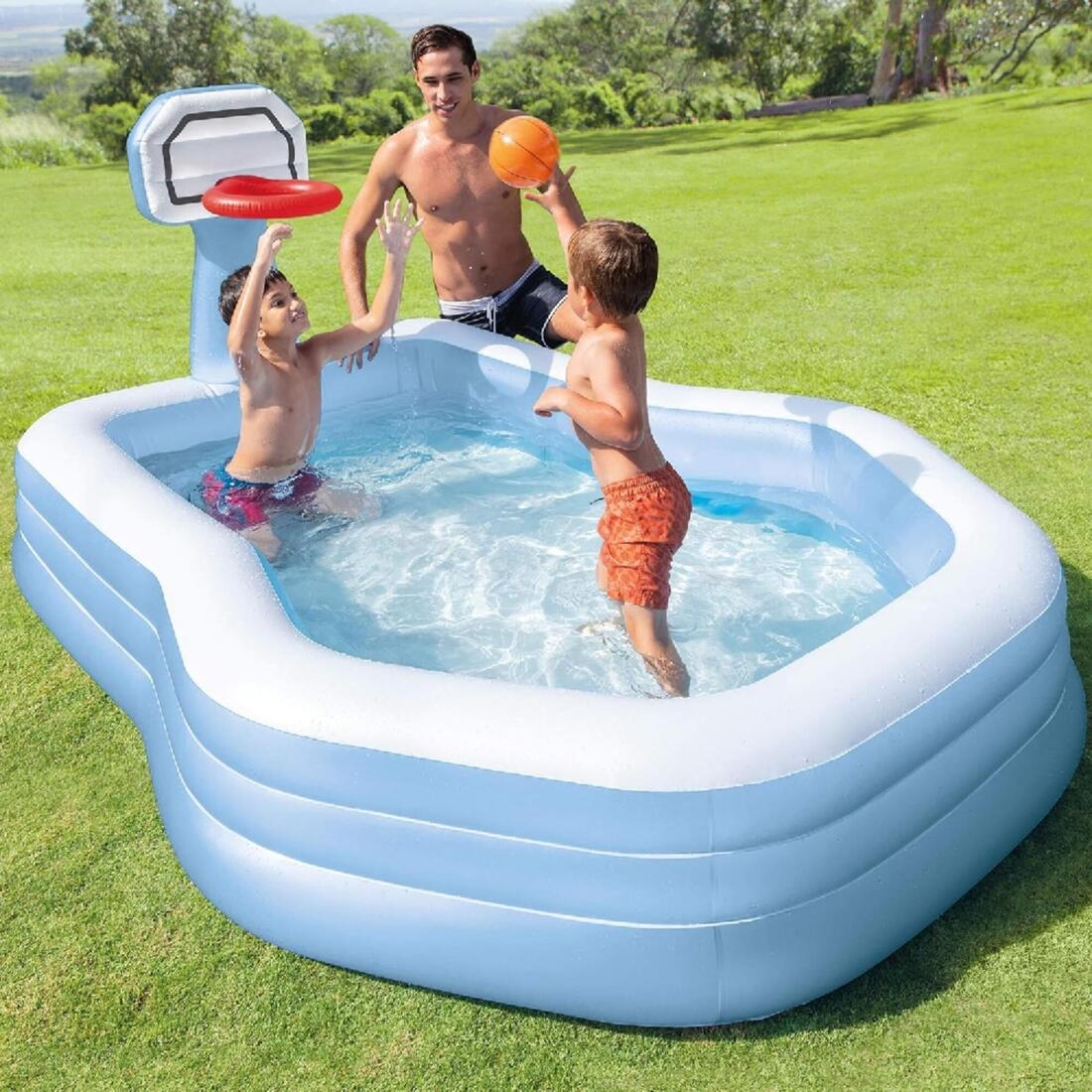 Intex Swim Center Shootin' Hoops Family Pool - 257cm x 188cm x 130cm (Ages 3+)