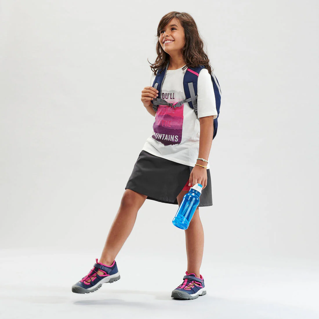 Kid's Hiking skort - MH100 - grey and pink - ages 7-15 years - Image 2