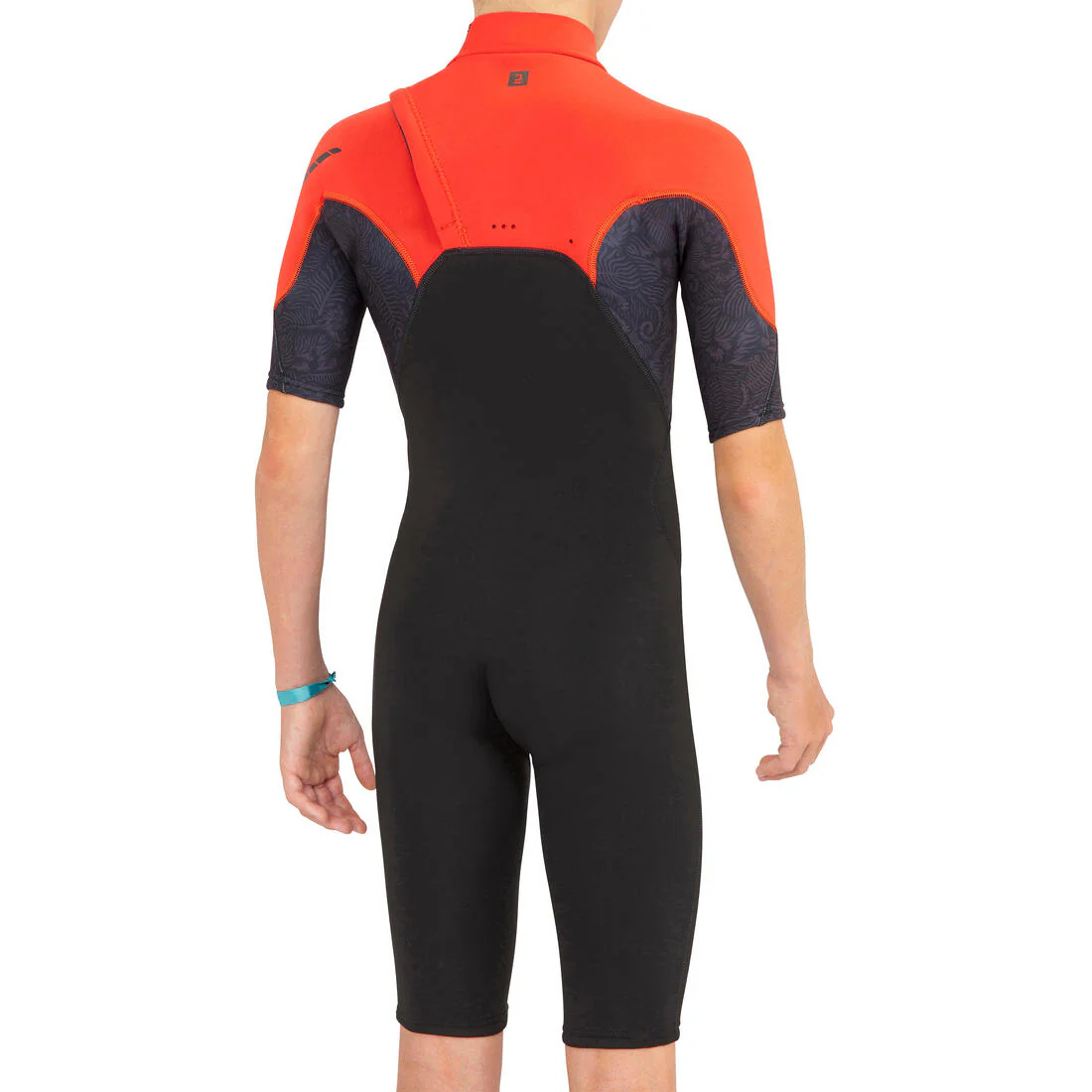 Kid’s Surfing Neoprene Shorty 900 1.5 mm - Black Red - Image 2