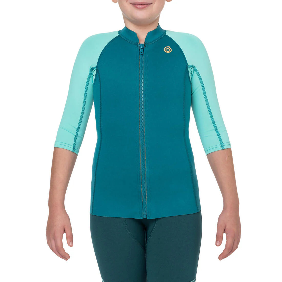 Kids anti-UV short-sleeved 1.5 mm neoprene top - turquoise - Image 2