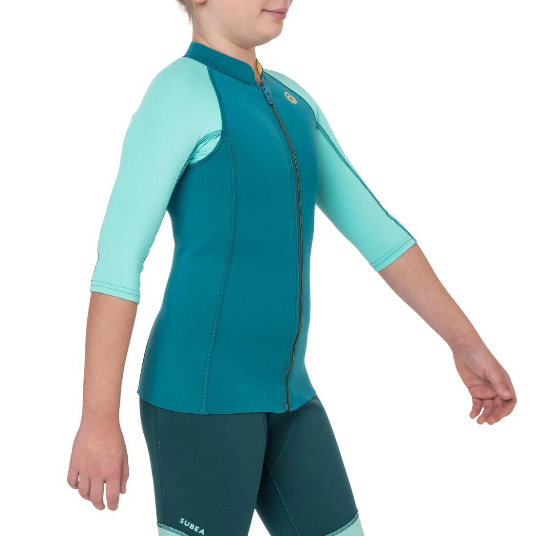 Kids anti-UV short-sleeved 1.5 mm neoprene top - turquoise - Image 3
