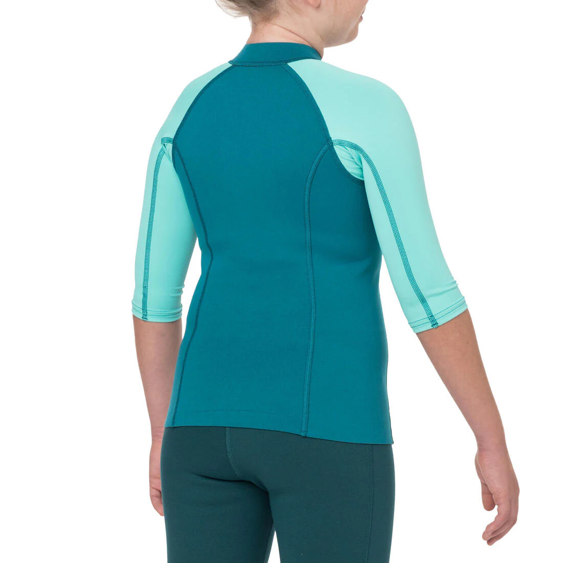 Kids anti-UV short-sleeved 1.5 mm neoprene top - turquoise - Image 4