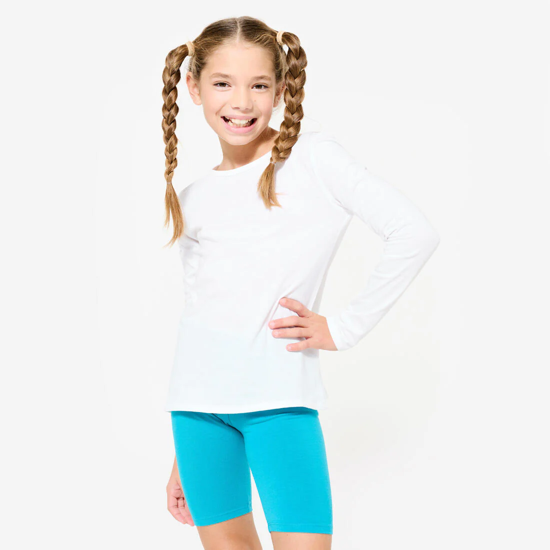 Kids' Basic Long-Sleeved Cotton T-Shirt - White