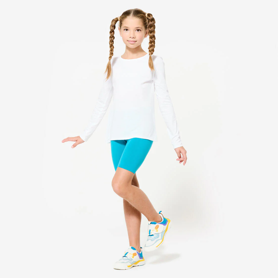 Kids' Basic Long-Sleeved Cotton T-Shirt - White - Image 2