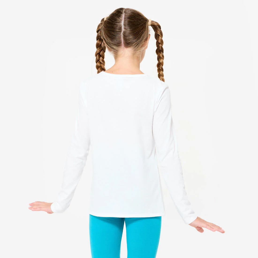 Kids' Basic Long-Sleeved Cotton T-Shirt - White - Image 4