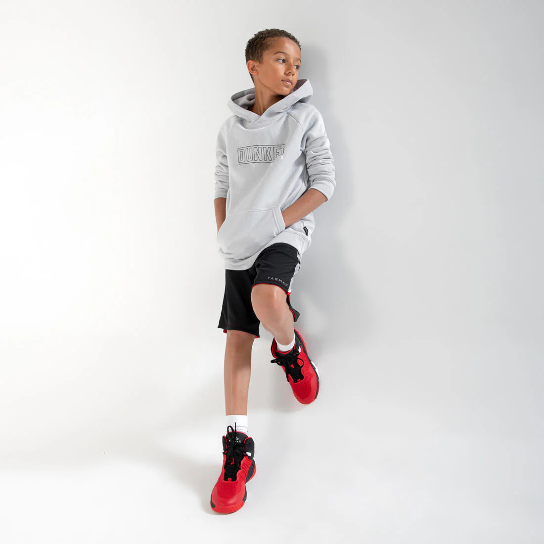 Kids' Basketball Hoodie H100 - Grey - Image 7