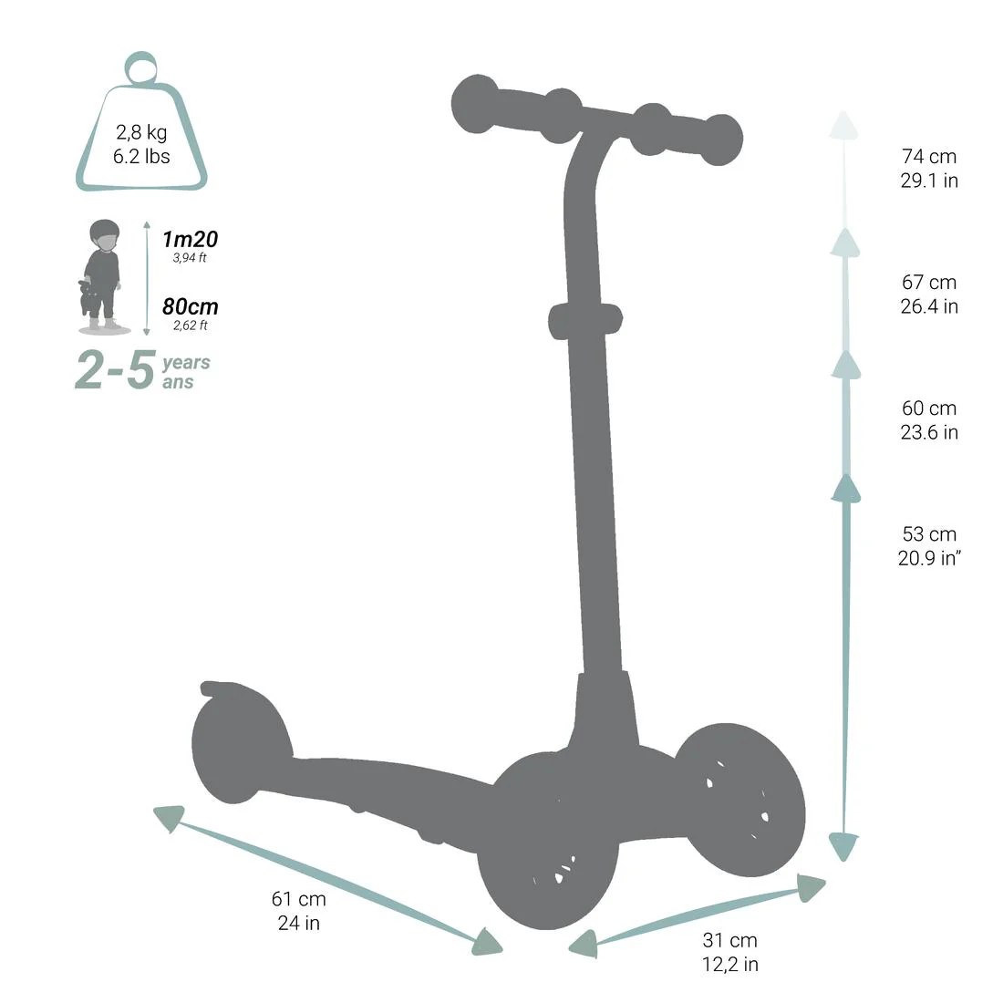 Kids' folding 3-wheeled light-up scooter - Image 20