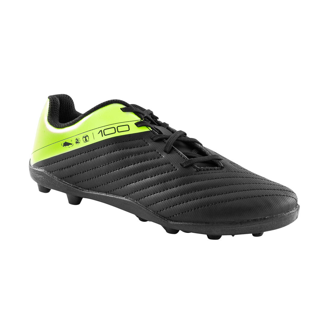 Kids' Football Boots Moulded Studs Black & Yellow - Agility 100