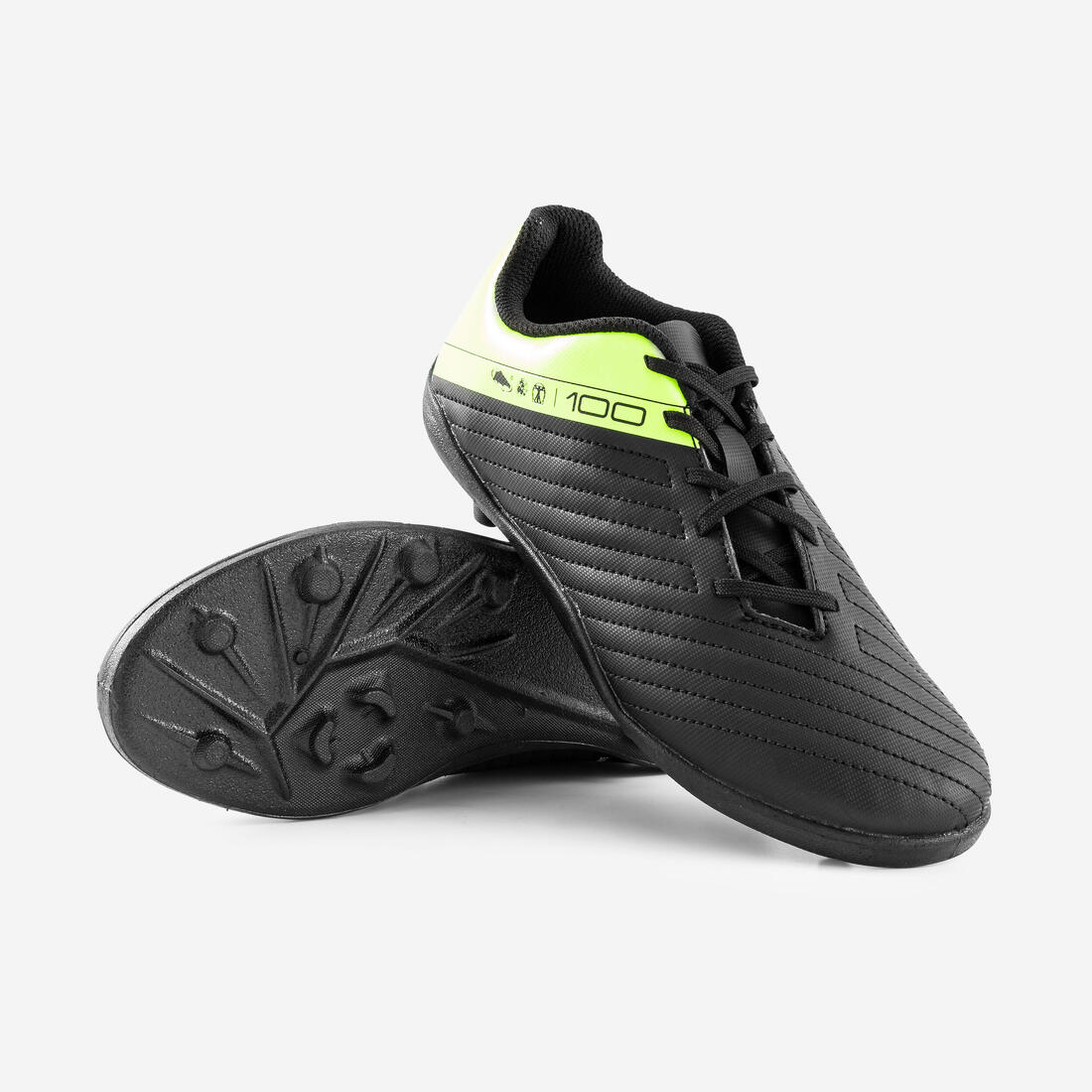 Kids' Football Boots Moulded Studs Black & Yellow - Agility 100 - Image 8