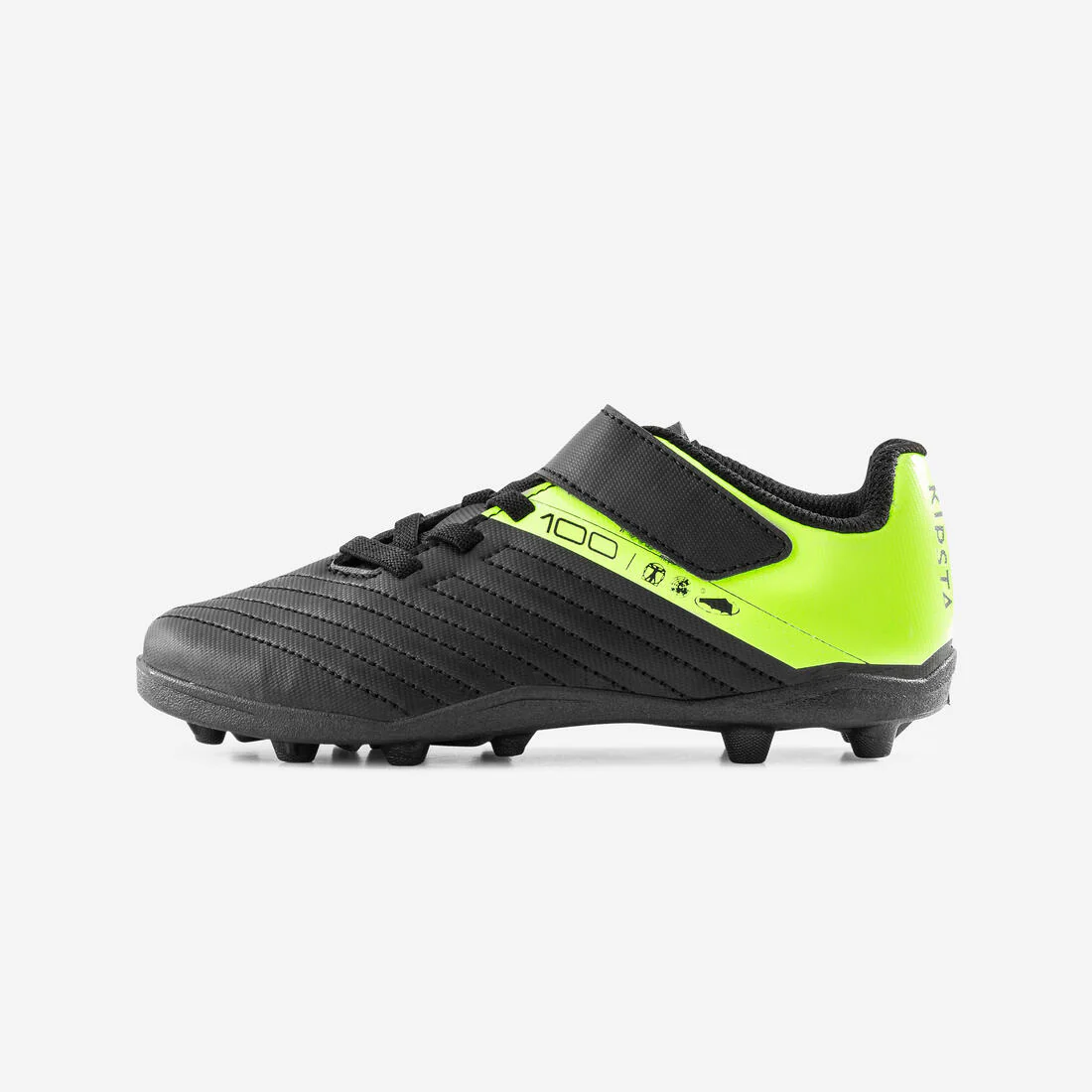 Kids' Football Boots Rip-Tab Moulded Studs Black & Yellow - Agility 100 - Image 2