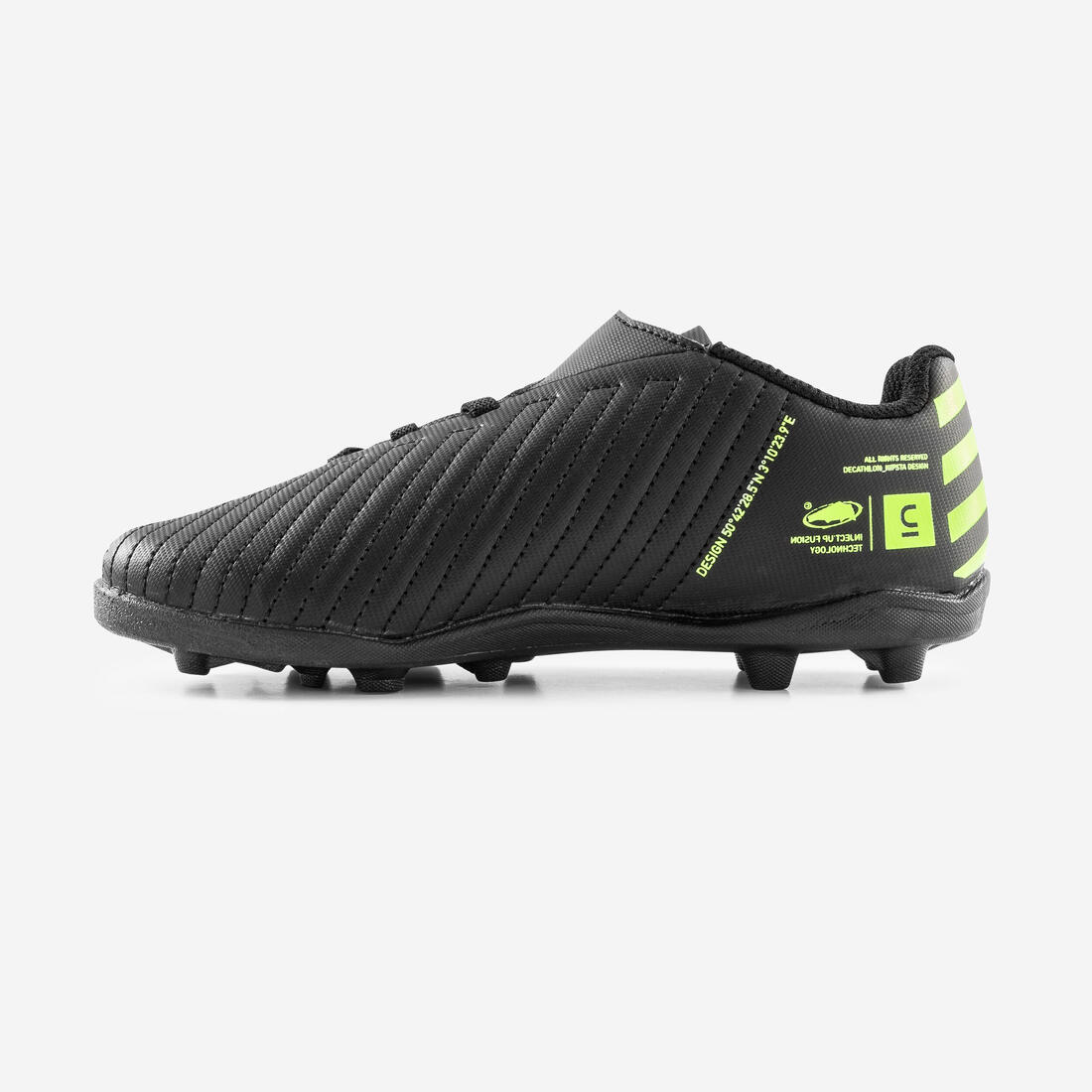 Kids' Football Boots Rip-Tab Moulded Studs Black & Yellow - Agility 100 - Image 3