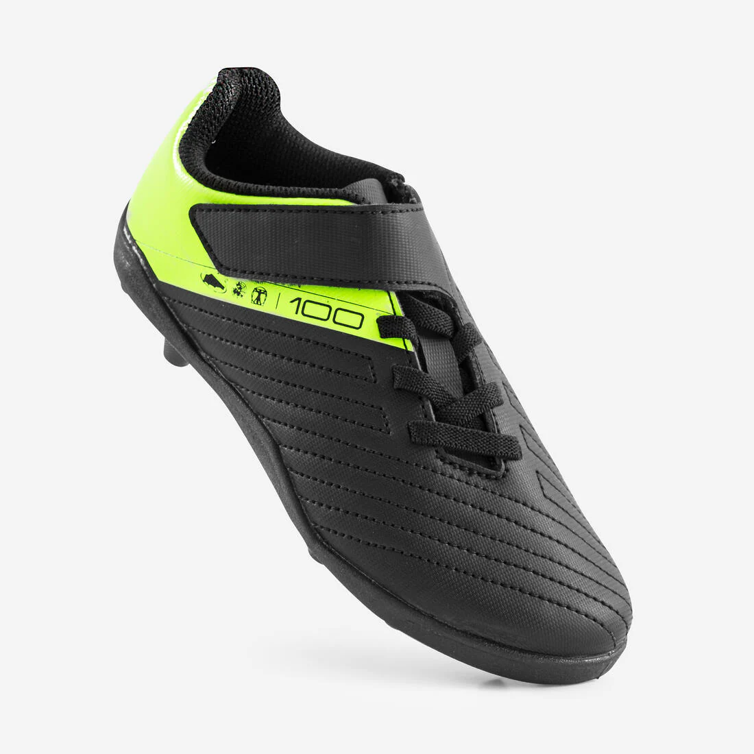 Kids' Football Boots Rip-Tab Moulded Studs Black & Yellow - Agility 100 - Image 4