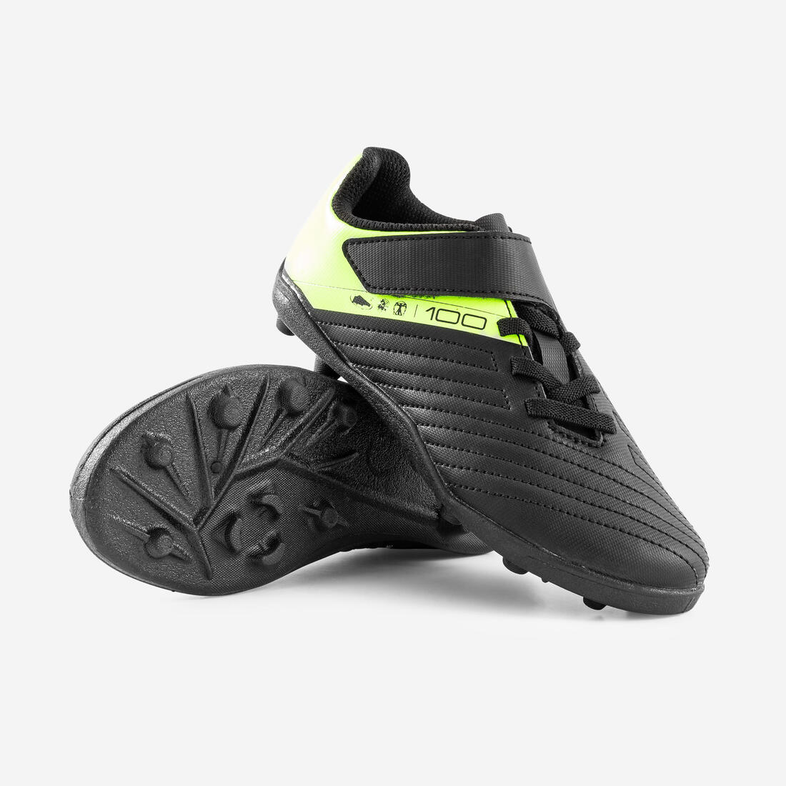 Kids' Football Boots Rip-Tab Moulded Studs Black & Yellow - Agility 100 - Image 8