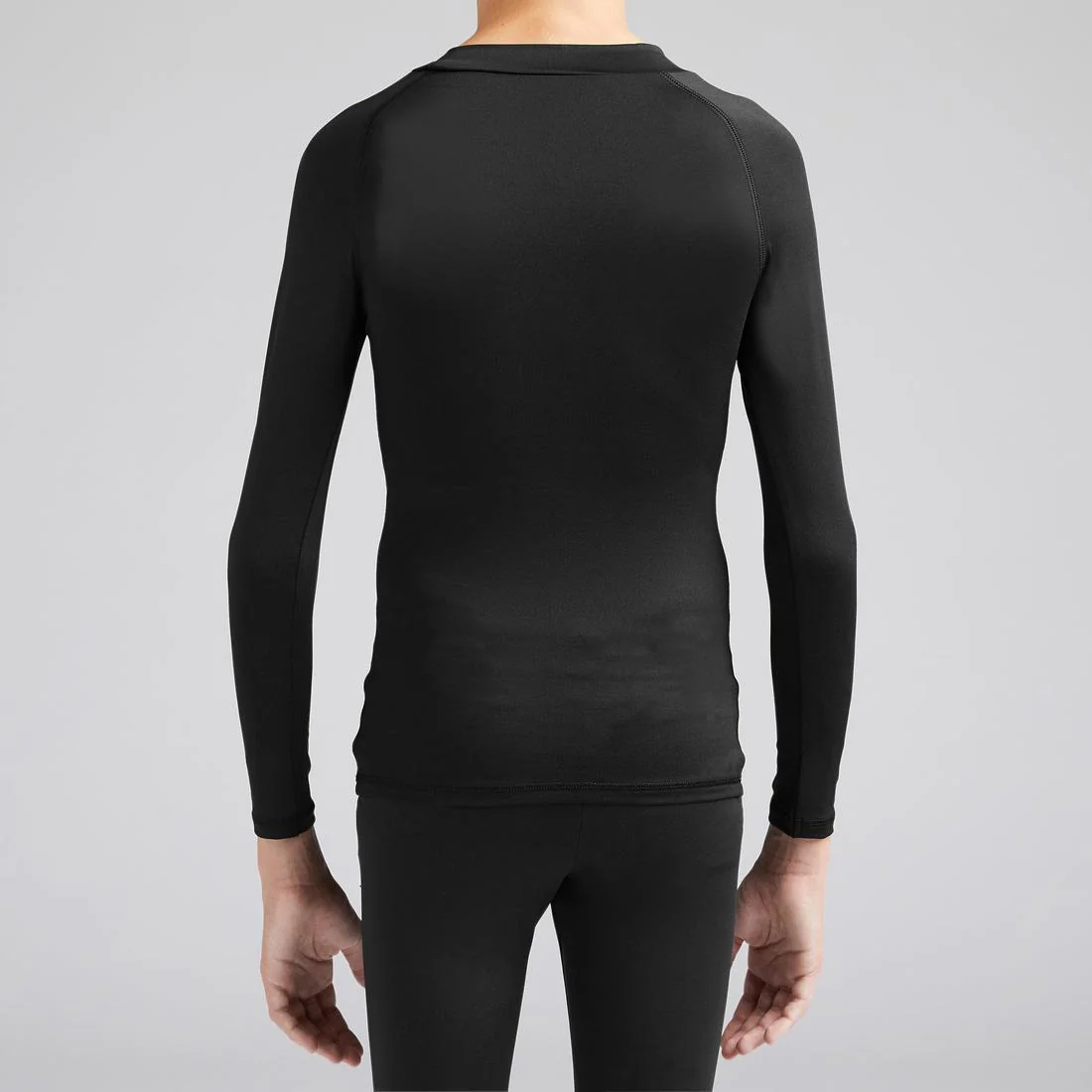 Kids' Football Long-Sleeved Thermal Base Layer Top Keepcomfort 100 - Black - Image 10