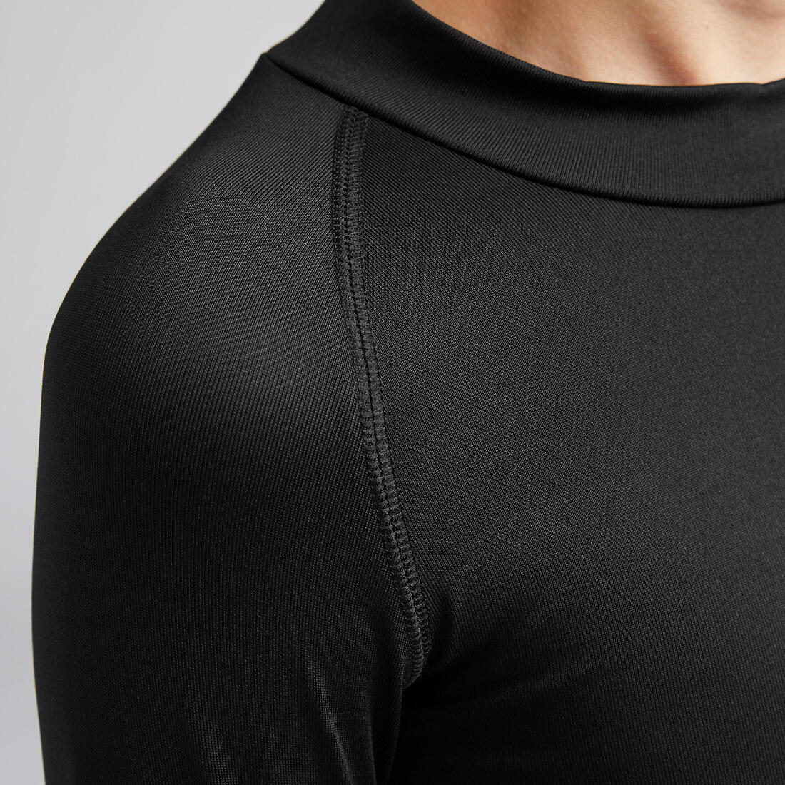 Kids' Football Long-Sleeved Thermal Base Layer Top Keepcomfort 100 - Black - Image 11