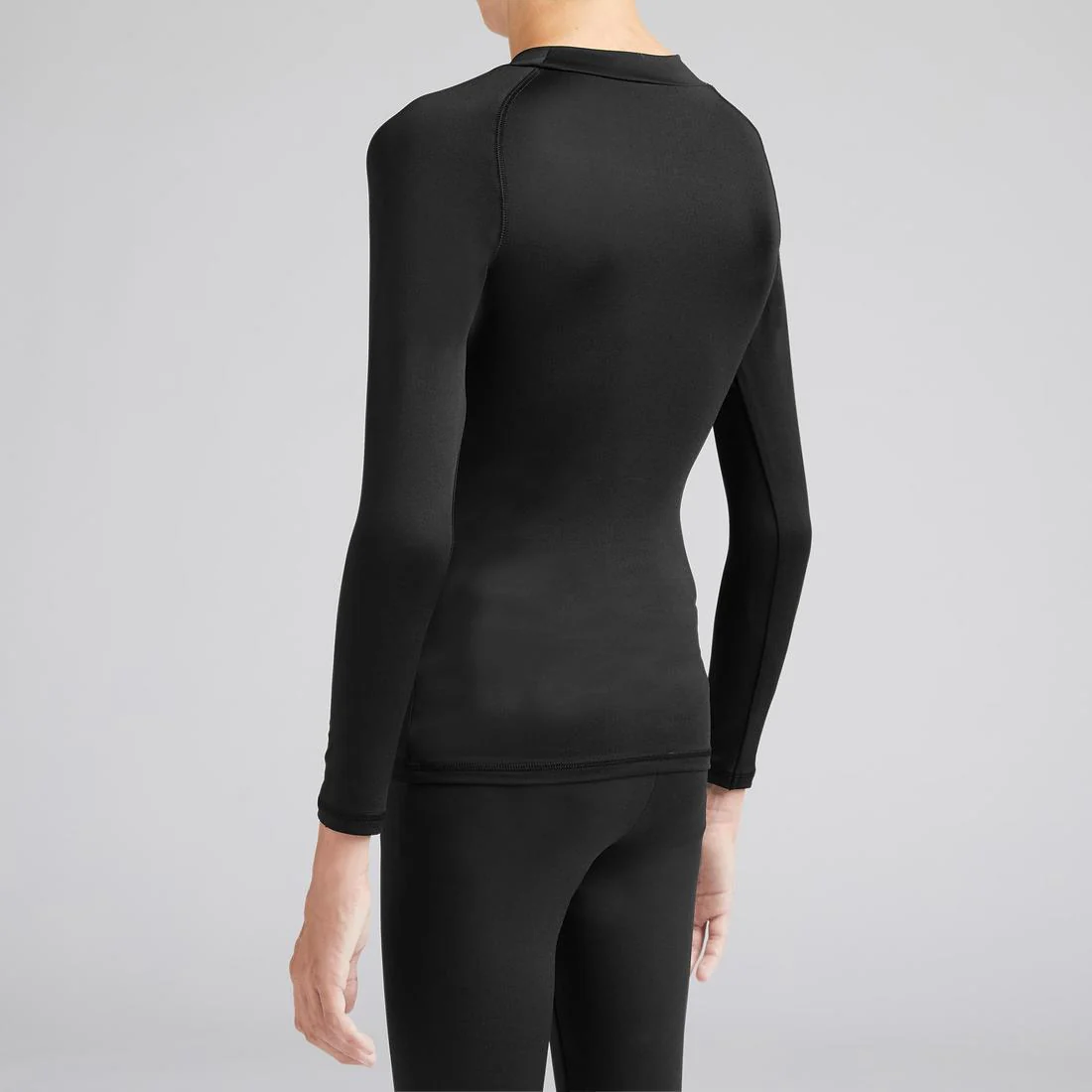 Kids' Football Long-Sleeved Thermal Base Layer Top Keepcomfort 100 - Black - Image 8