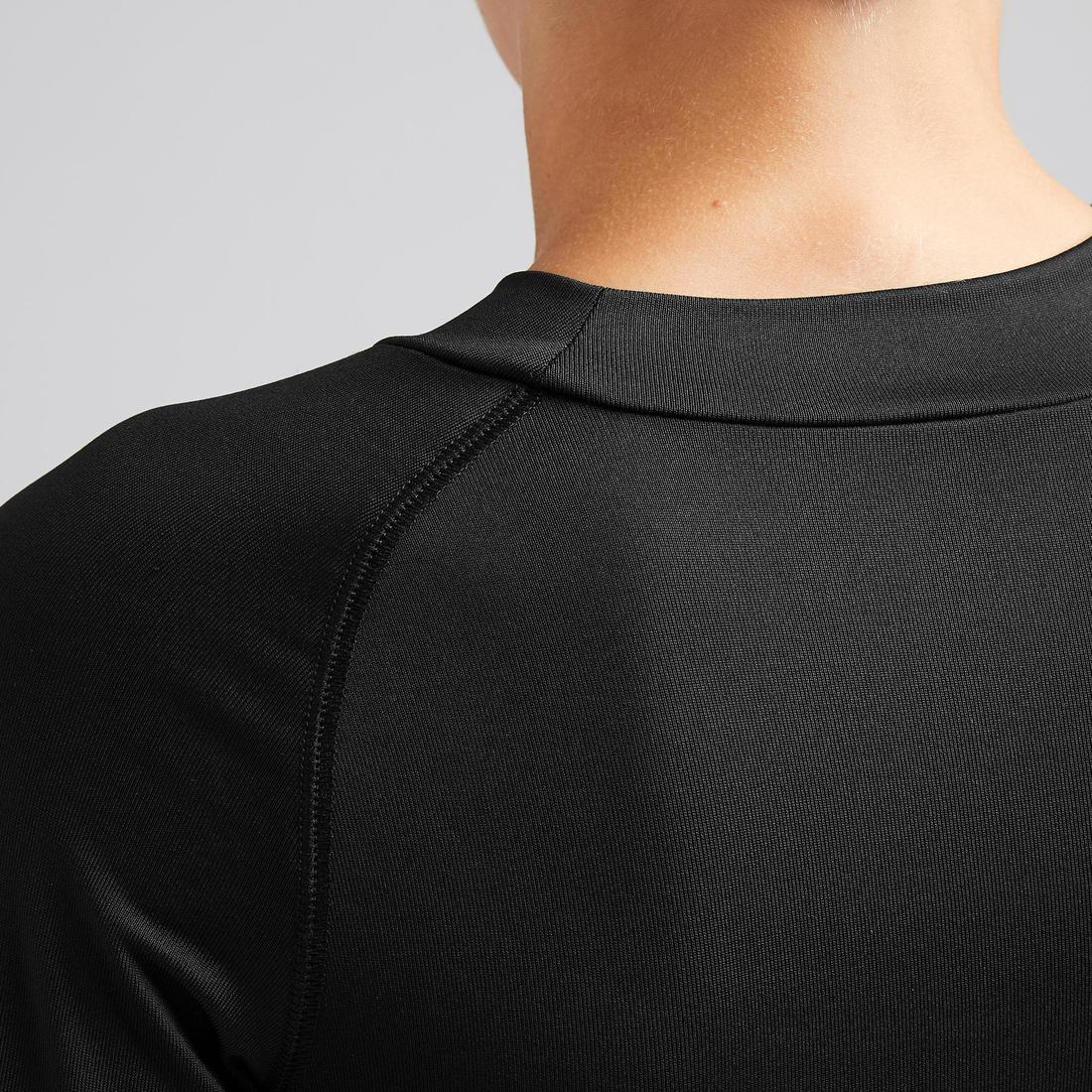 Kids' Football Long-Sleeved Thermal Base Layer Top Keepcomfort 100 - Black - Image 9