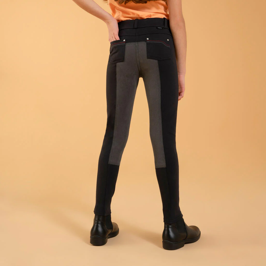 Kids' Full Seat Horse Riding Jodhpurs 180 - Black - Image 3