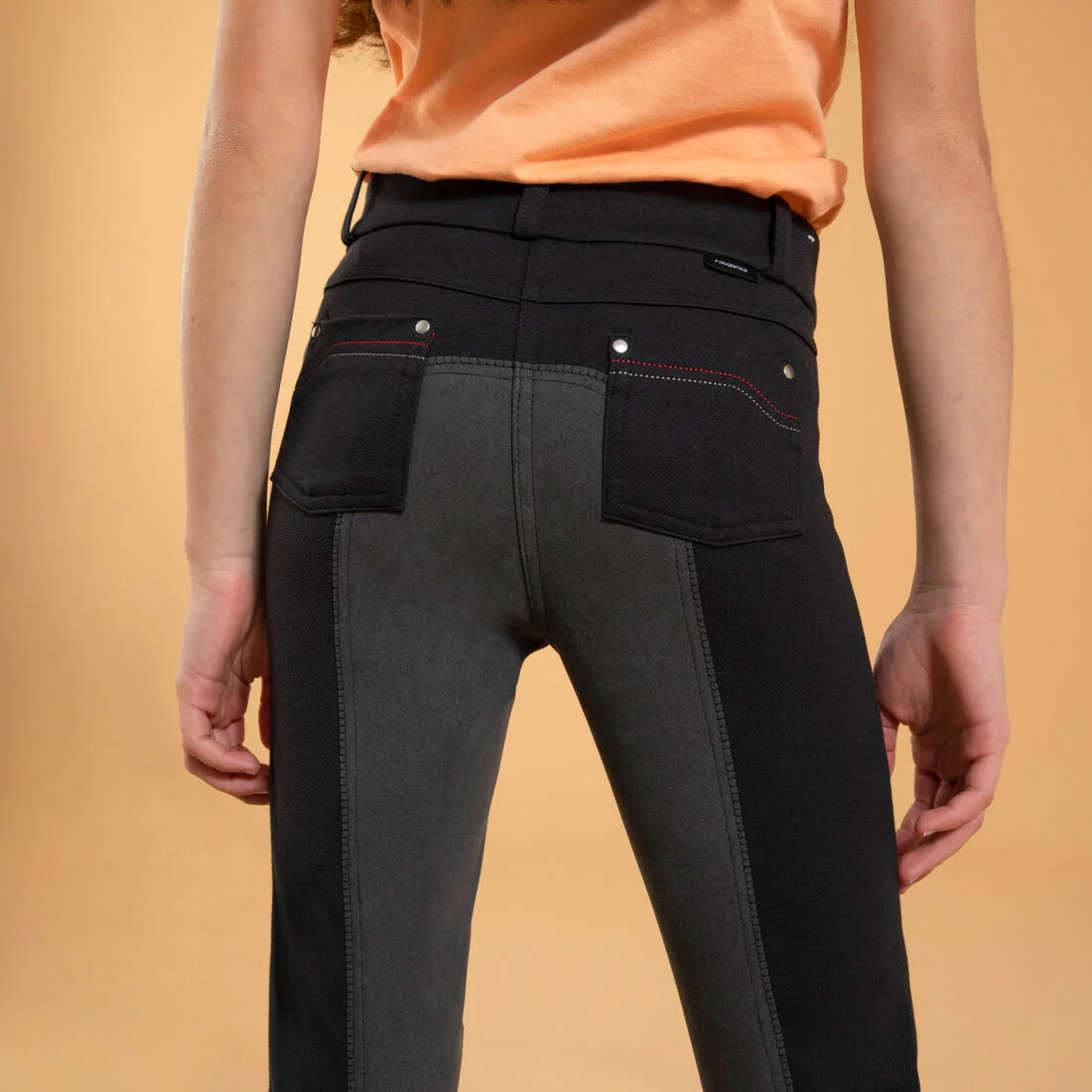 Kids' Full Seat Horse Riding Jodhpurs 180 - Black - Image 4