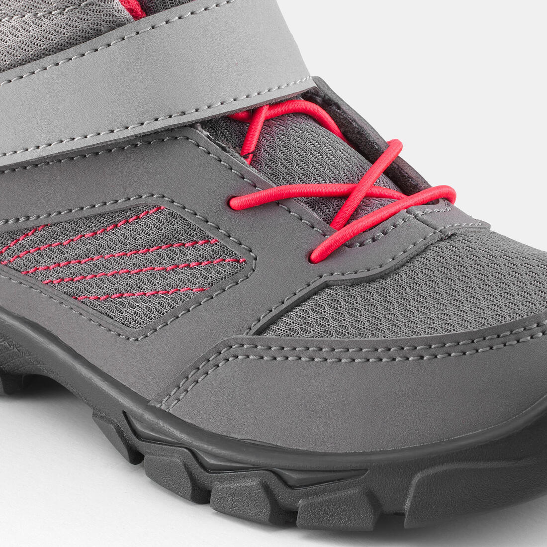 Kids’ Hiking Shoes with Rip-tab MH100 Mid from Jr size 7 to Adult size 2 Grey Pi - Image 5