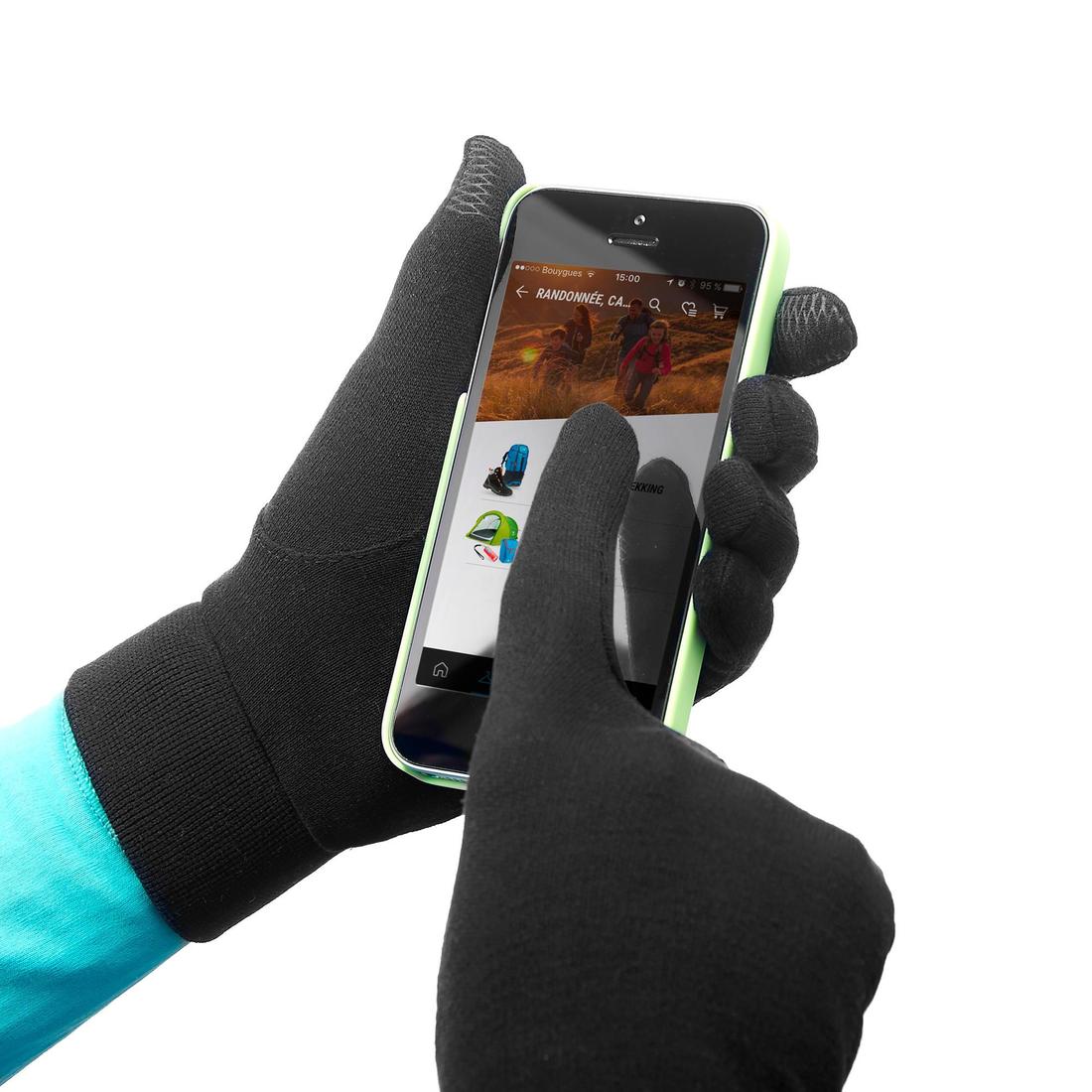 KIDS’ HIKING TOUCHSCREEN COMPATIBLE GLOVES - SH500 MOUNTAIN SILK - AGE 6-14 - Image 3
