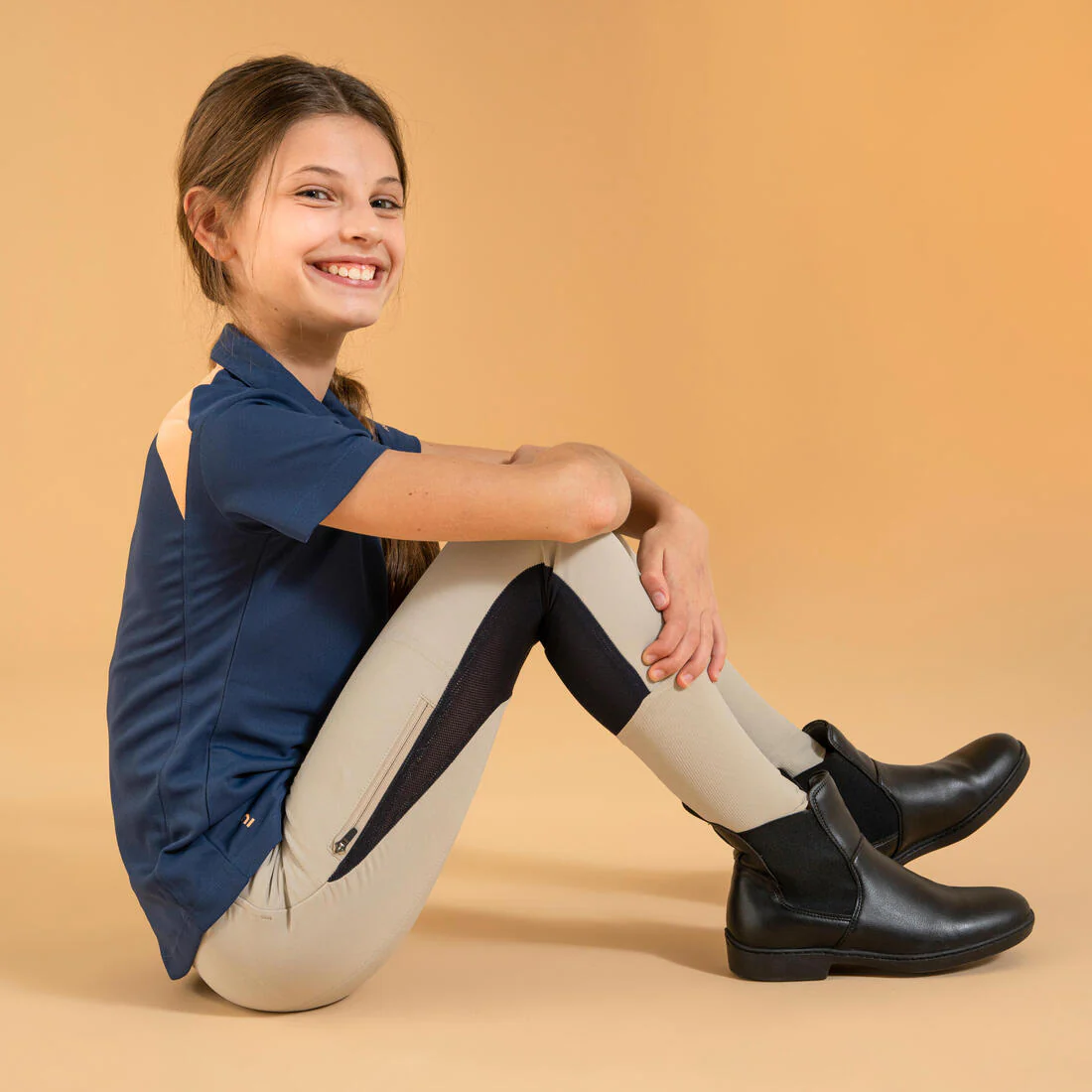 Kids' Horse Riding Lightweight Mesh Jodhpurs with Grippy Suede Patches 500 - Image 10