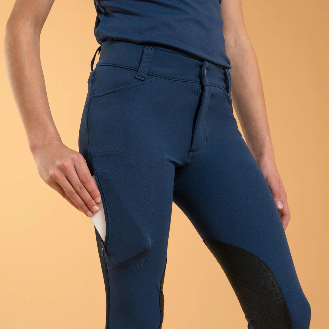 Kids' Horse Riding Lightweight Mesh Jodhpurs with Grippy Suede Patches 500 - Image 15