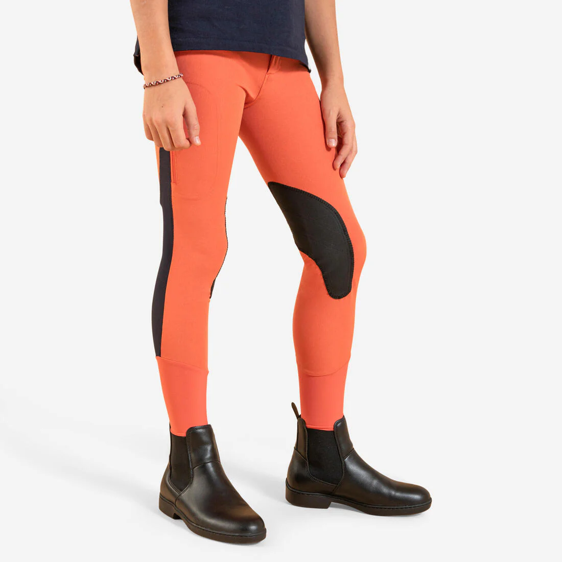 Kids' Horse Riding Lightweight Mesh Jodhpurs with Grippy Suede Patches 500 - Image 4
