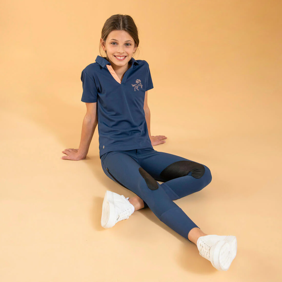 Kids' Horse Riding Lightweight Mesh Jodhpurs with Grippy Suede Patches 500 - Image 5