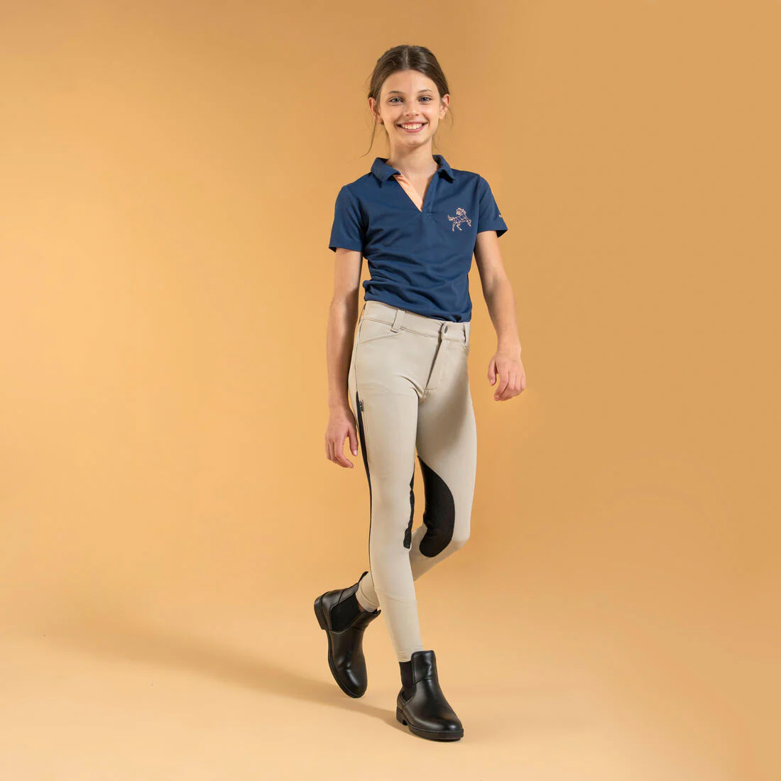 Kids' Horse Riding Lightweight Mesh Jodhpurs with Grippy Suede Patches 500 - Image 8