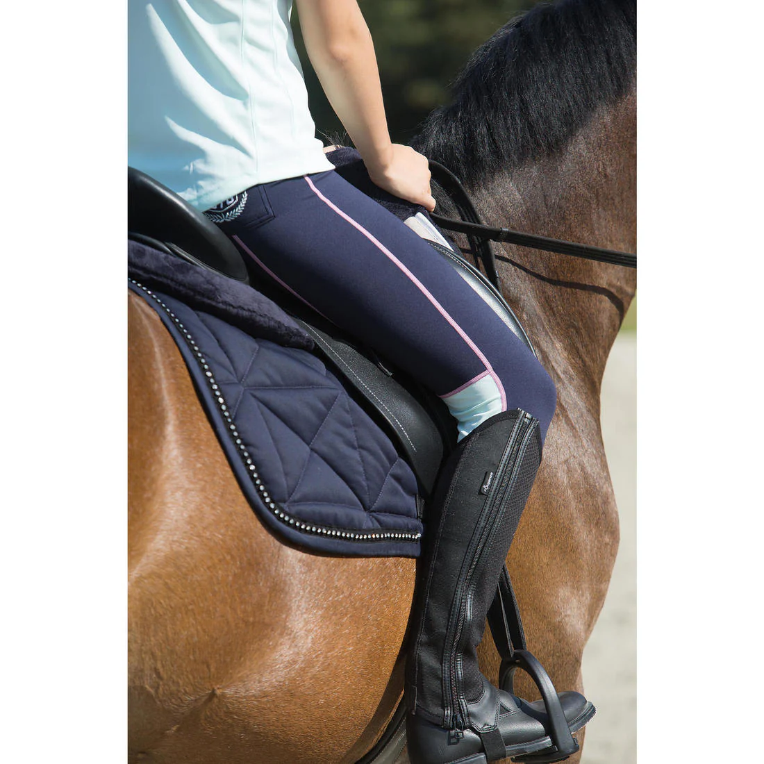 Kids' Horse Riding Mesh Half Chaps 100 - Image 30