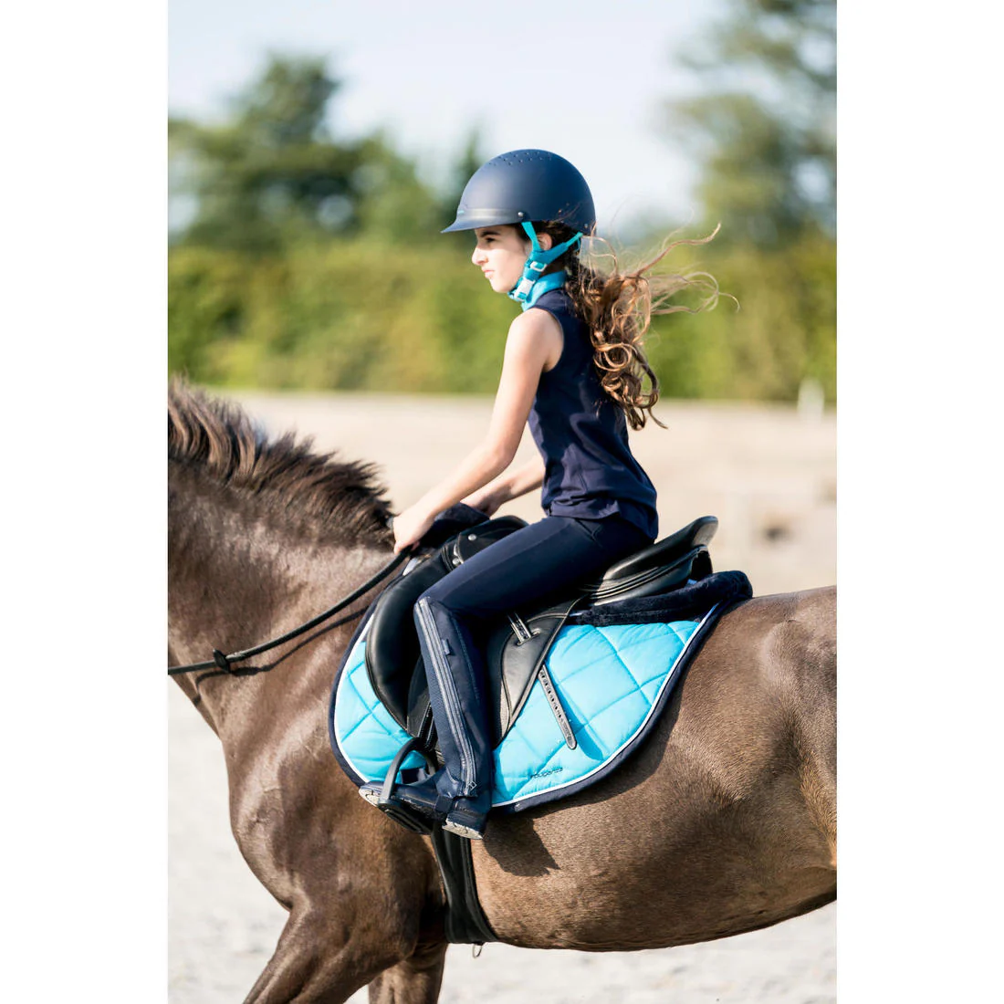 Kids' Horse Riding Mesh Half Chaps 100 - Navy - Image 13